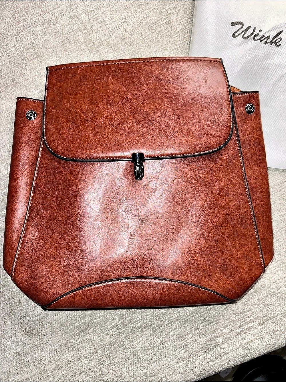 NWT Wink Kangaroo Brown Convertible Backpack Purse Handbag Tote